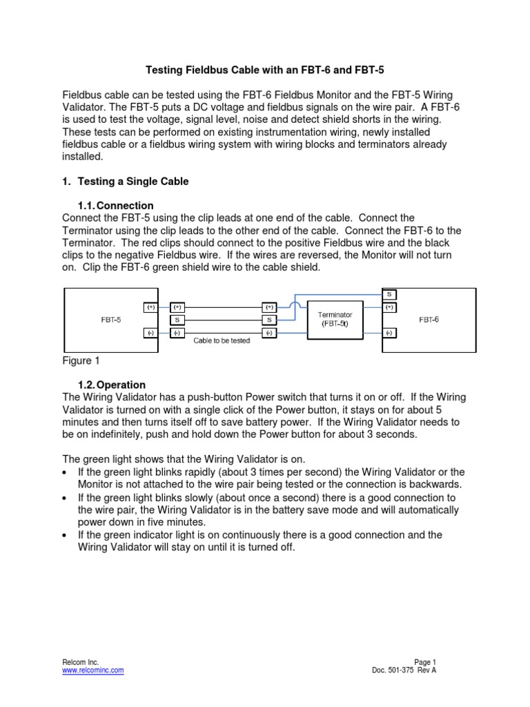 501-375 Testing Fieldbus Wiring With An FBT-6 and FBT-5 | PDF | Cable ...