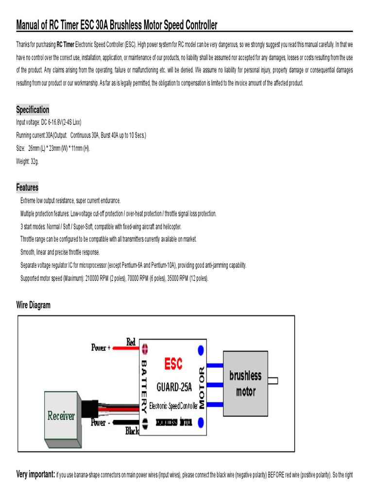 RC Timer ESC 30A Manual | PDF | Electrical Engineering | Electromagnetism