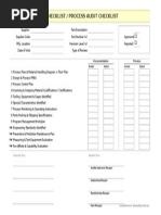 Process Sign-Off Checklist / Process Audit Checklist: Accept Reject Accept Reject