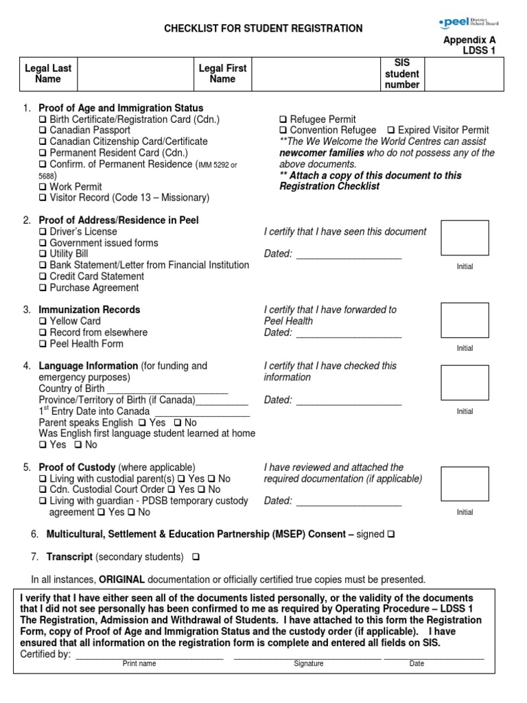 Newcomer Families Who Do Not Possess Any of The Attach A Copy of This ...