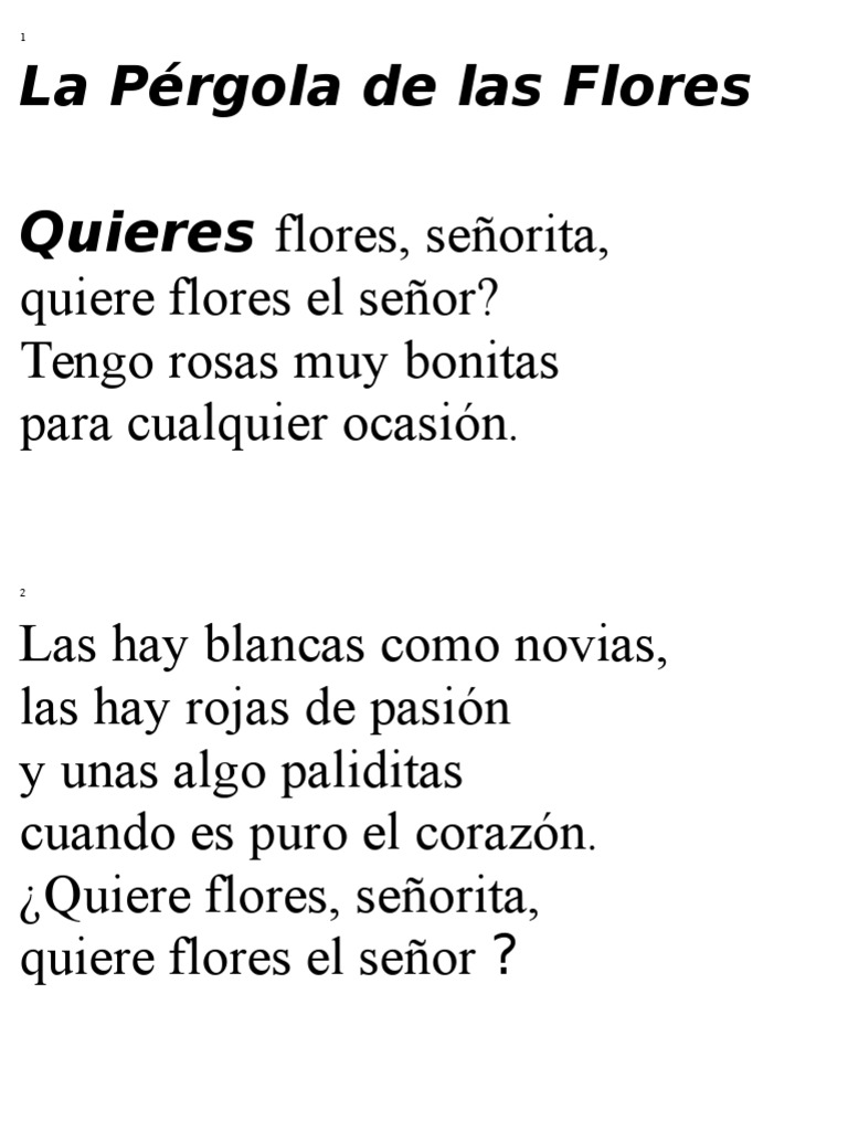 La Pérgola de Las Flores Letra Canciones
