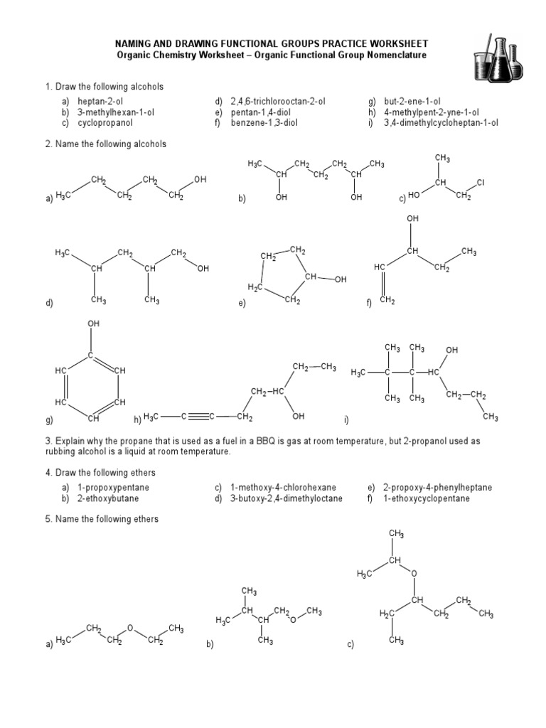 Printables Functional Group Practice Worksheet 15 naming and drawing functional groups practice worksheet