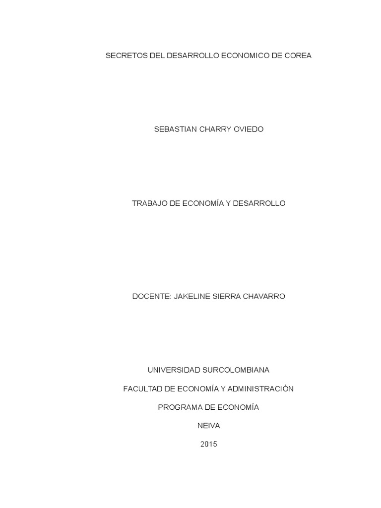 Desarrollo Economico de Corea PDF Corea