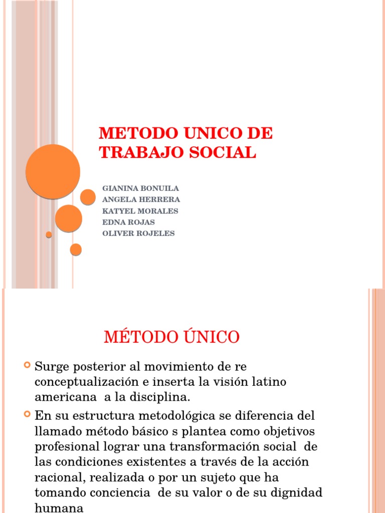 Metodo Unico de Trabajo Social Diapositivas Trabajo