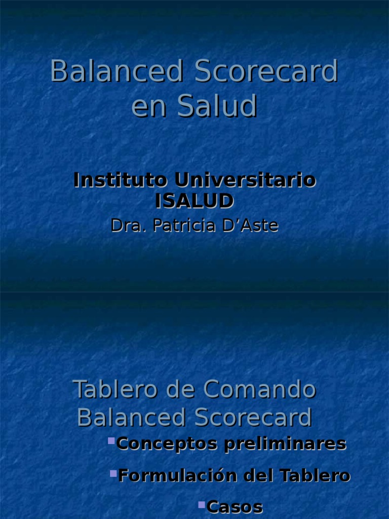 Balanced Scorecard en Salud | PDF | Planificación | Calidad (comercial)