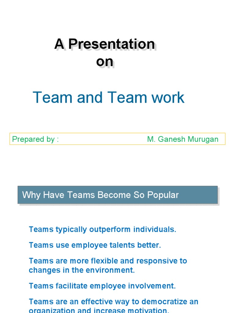 Updated Team and Team Work PDF Leadership Goal