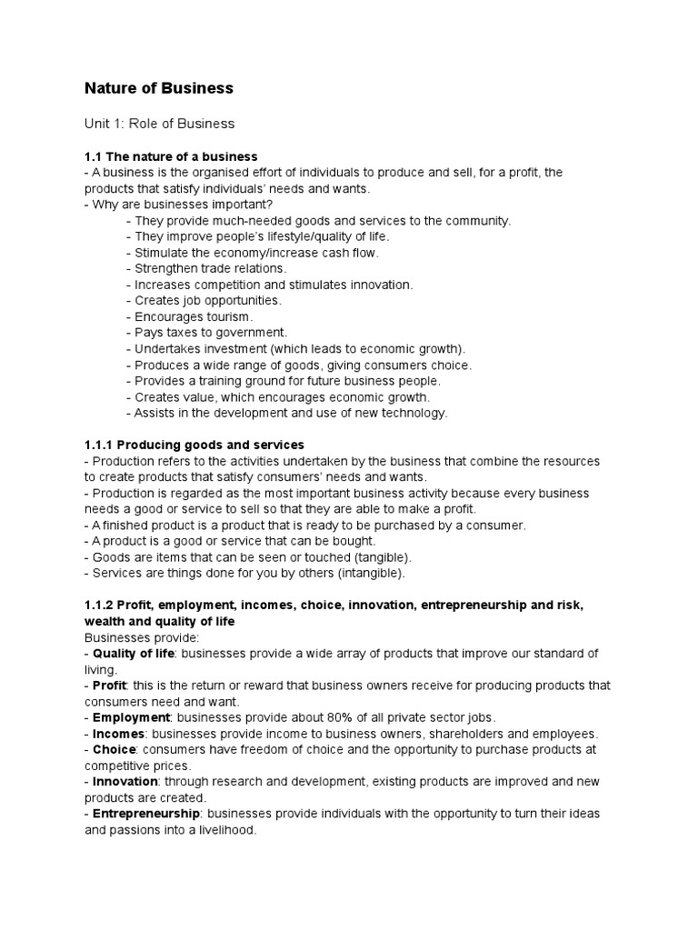 Business Studies Notes Unit 1 Liquidation Bankruptcy
