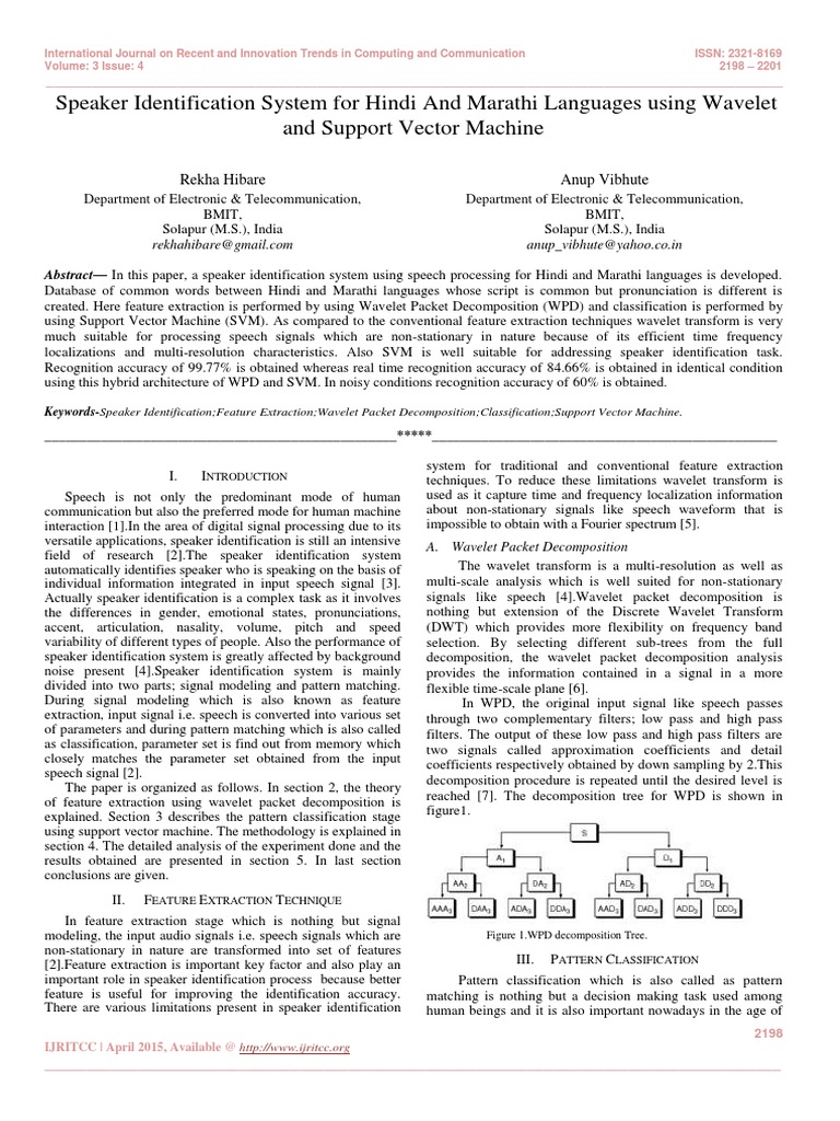 Speaker Identification System For Hindi and Marathi Languages Using