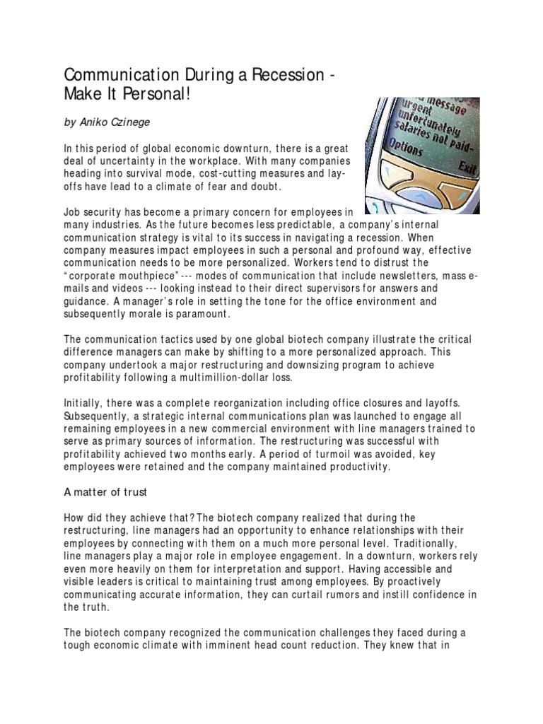 Communication During A Recession | PDF | Layoff | Employment