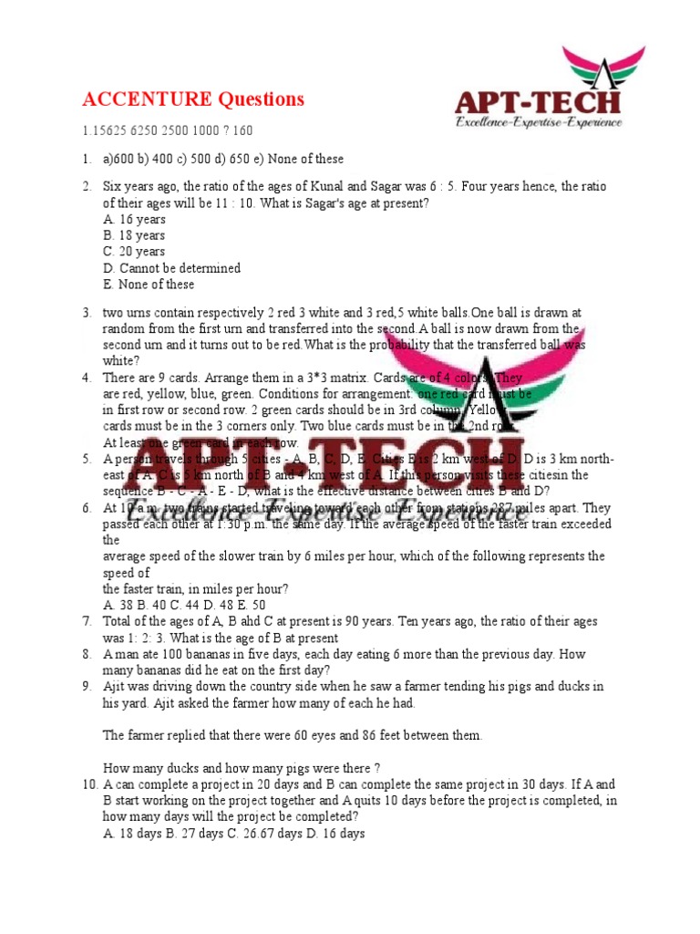 Accenture Aptitude Questions and Answers | PDF | Speed | Triangle
