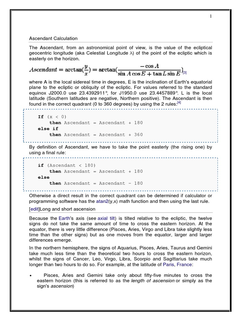 Ascendant Calculation Pdf Astrological Sign Esoteric Cosmology