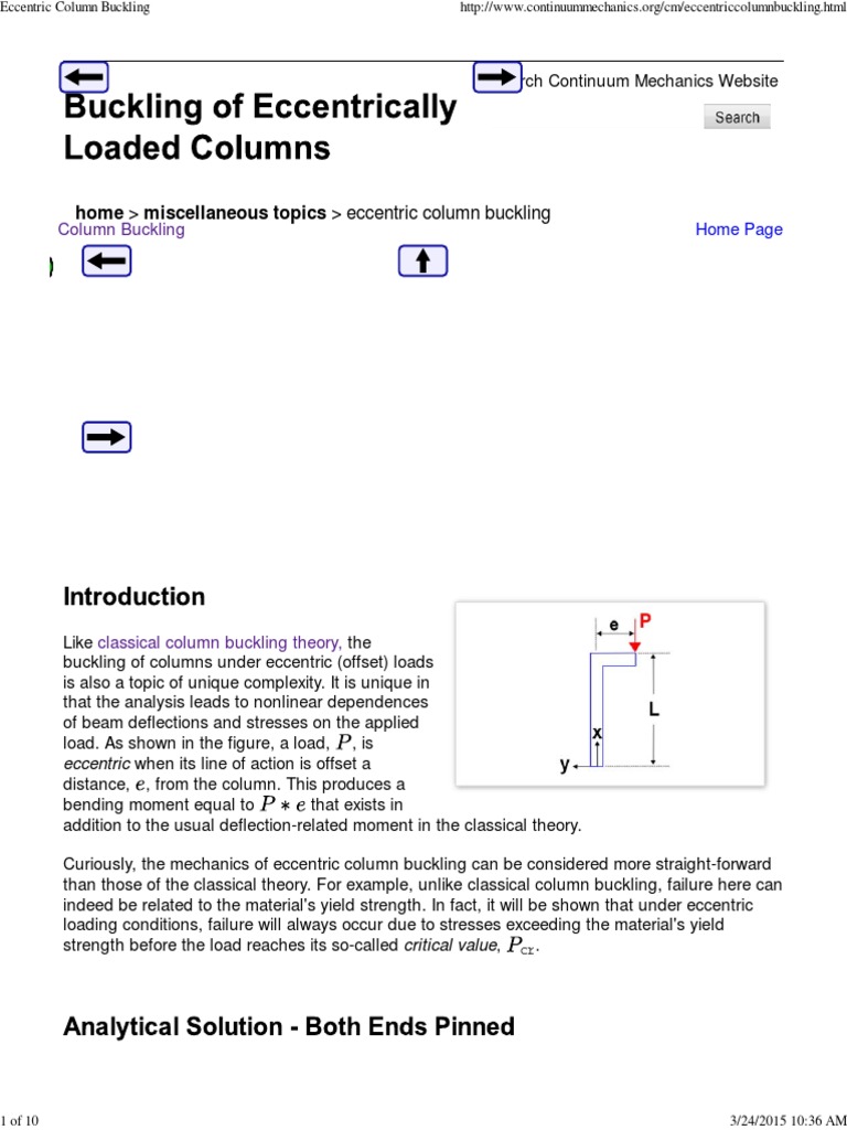 Eccentric Column Buckling PDF Buckling Column