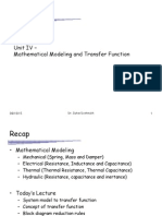 Unit IV - Mathematical Modeling and Transfer Function: Dr. Suhas Deshmukh