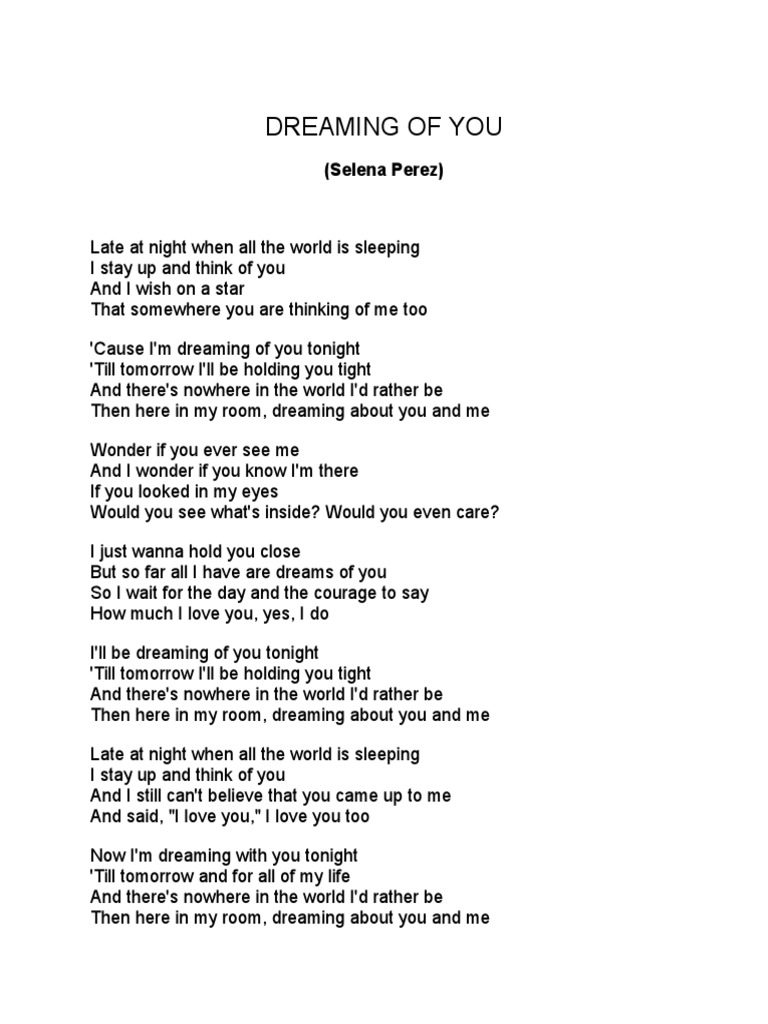 Selena's Dreaming of You Lyrics | PDF | Mystery, Thriller & Crime Fiction