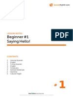 Beginner #1 Saying Hello!: Lesson Notes