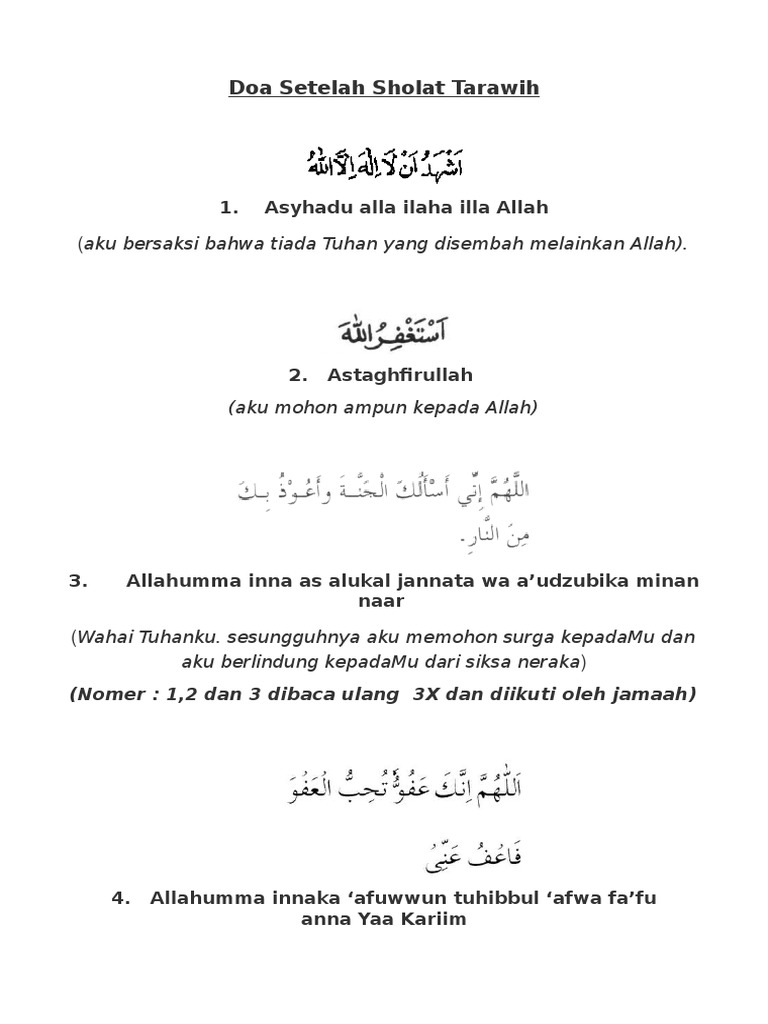 Doa Setelah Sholat Tarawih