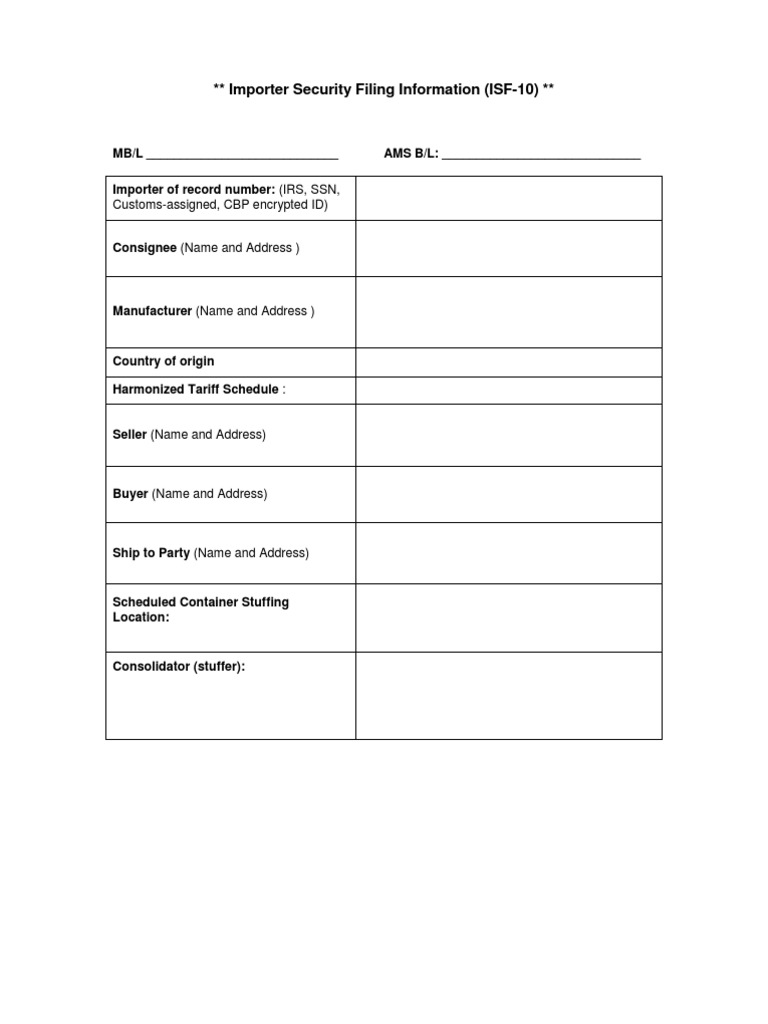 ISF-10 Importer Security Filing Guide | PDF