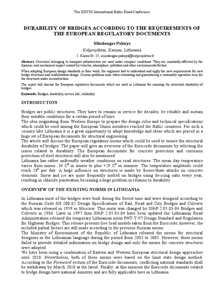 Eurocode Guidelines for Bridge Durability | PDF | Reliability ...