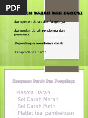 Komponen Darah Dan Fungsi