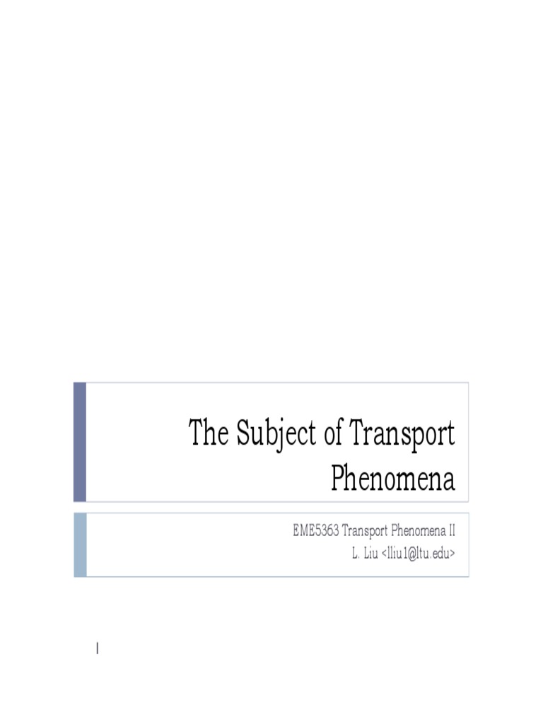 Overview of Transport Phenomena | PDF | Transport Phenomena | Diffusion