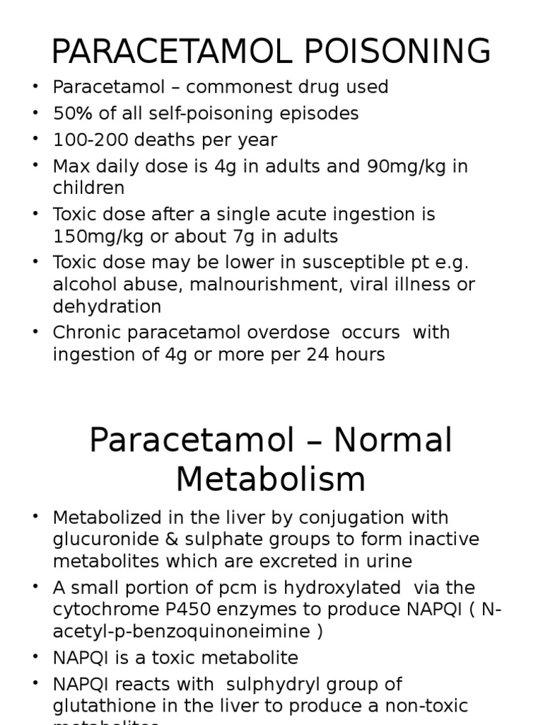 Paracetamol Poisoning PDF Medical Treatments Toxicology