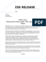 Press Release: PAOS 2013 Portsmouth Artists Open Their Studios To The Public