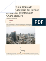 Impuesto A La Renta de Tercera Categoría Del Perú Se Acercará Al Promedio de OCDE en 2019
