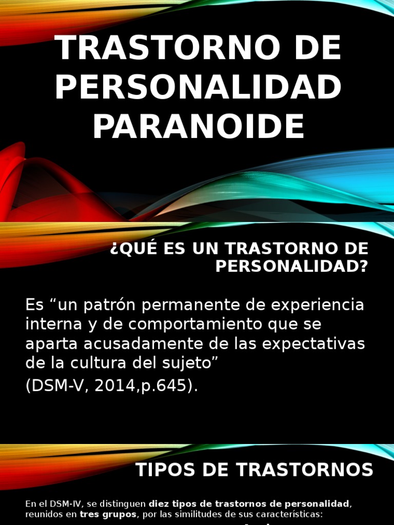 Trastorno de Personalidad Paranoide Manual Diagnóstico y Estadístico de los Trastornos