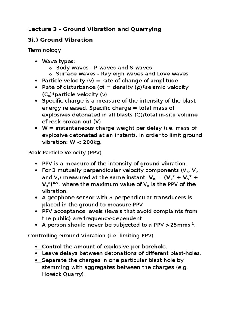 Engineering Geology Ground Vibration and Quarrying | PDF | Waves ...
