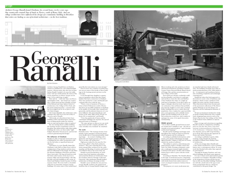 George Ranalli: Chatham's Architectural Influence | PDF | Art Media