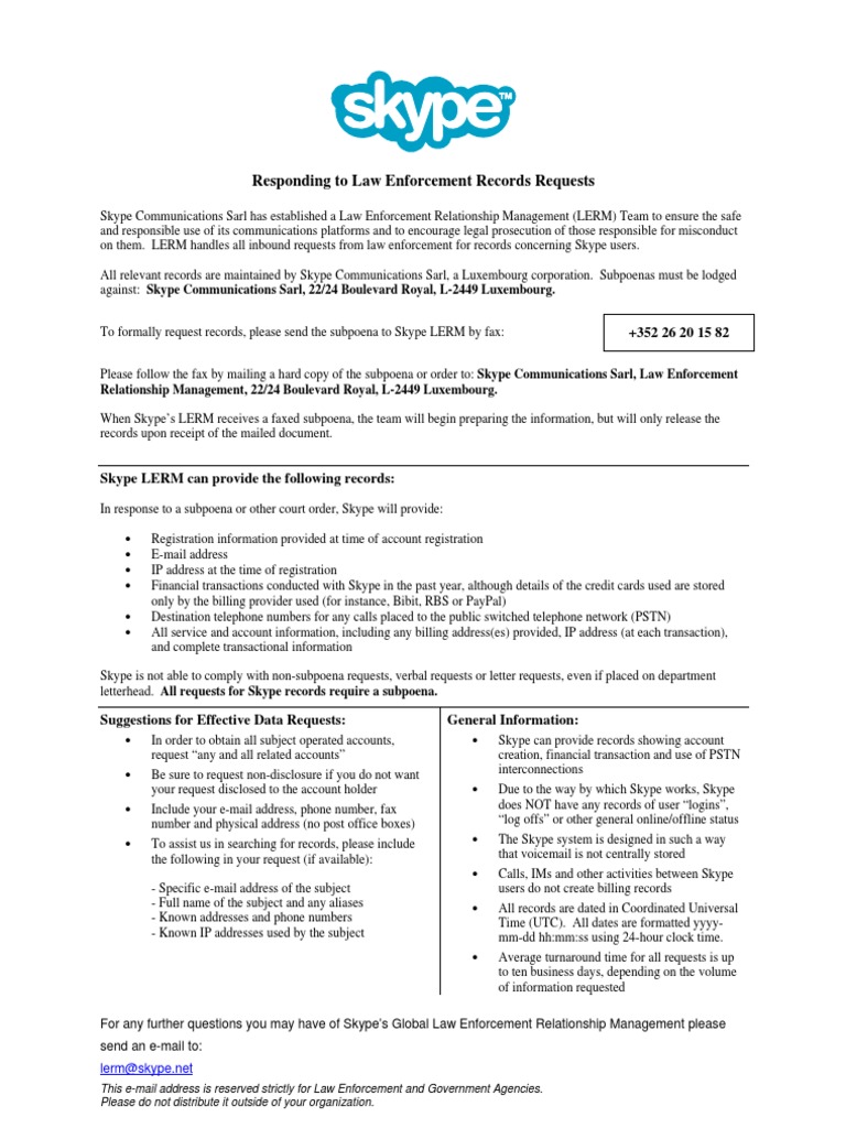 Responding To Law Enforcement Records Requests PDF Ip Multimedia