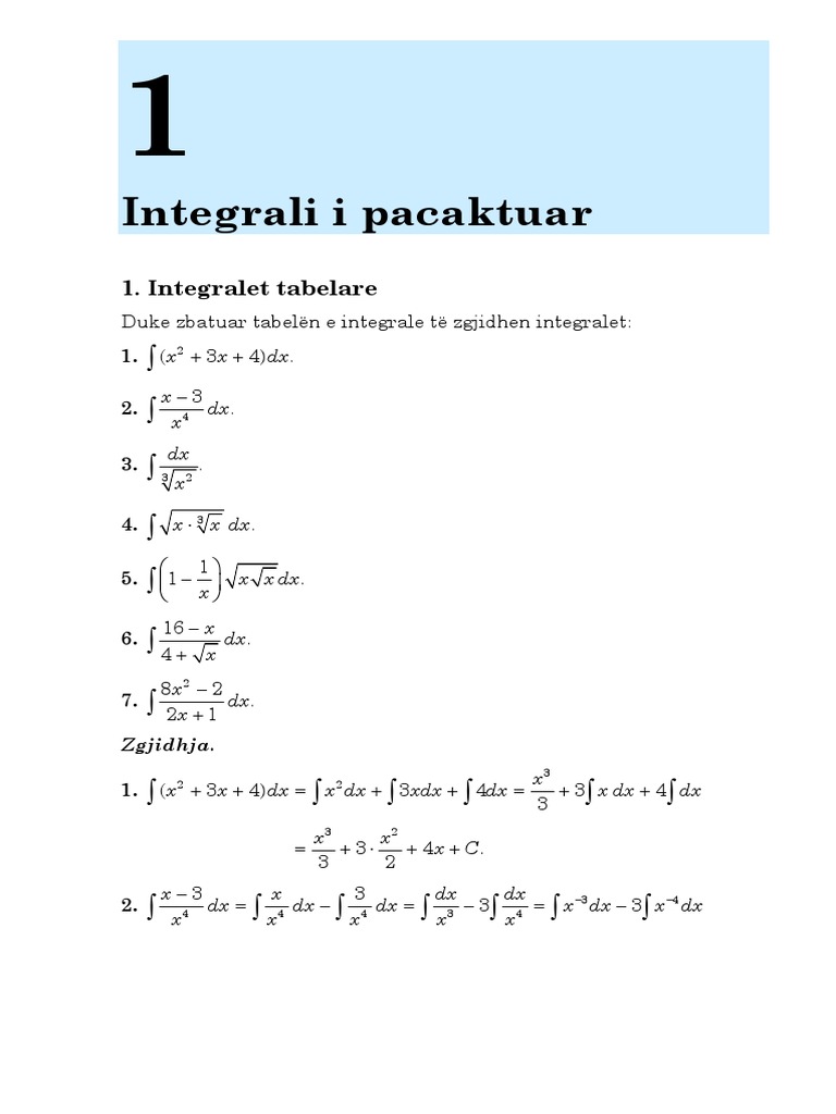 1 Integralettabelare