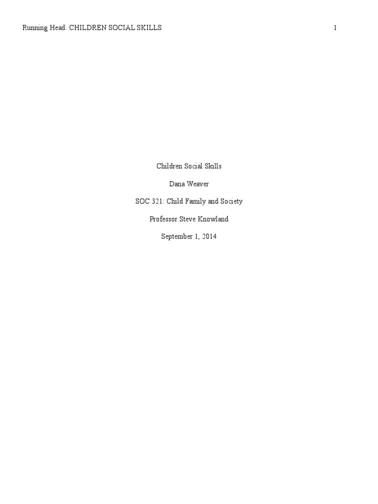Essential Social Skills for Children | PDF
