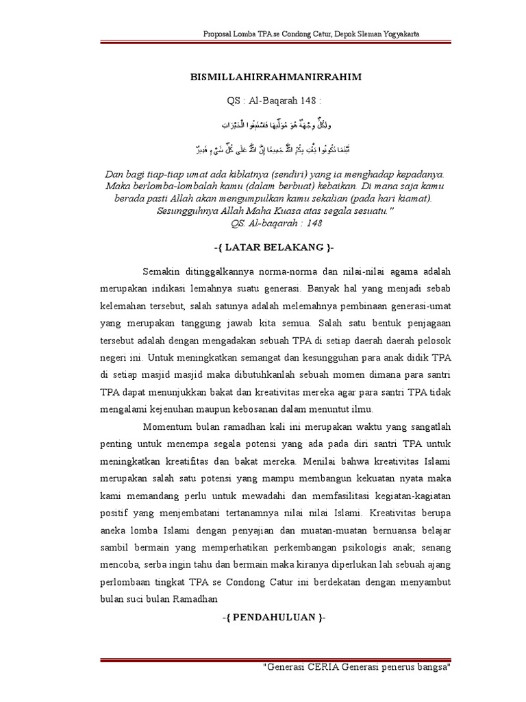 CONTOH PROPOSAL LOMBA TPA