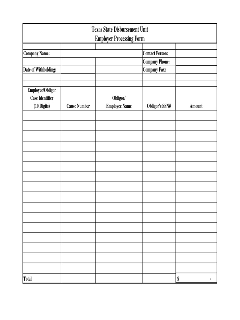 Texas Employer Processing Form | PDF | Politics | Social Science
