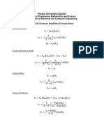 ECE 335 Common Amplifier Formulas Sedra Smith Version