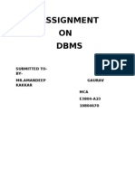 Assignment On Dbms