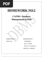 Homework No:2: CAP301: Database Management System