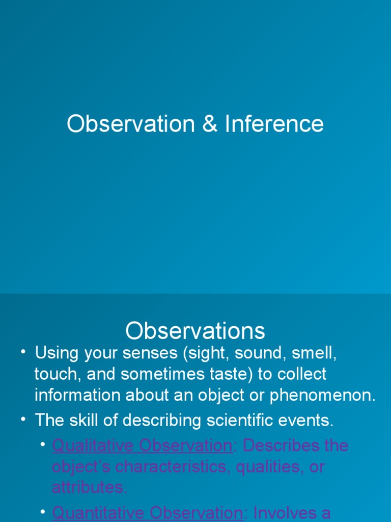 Understanding Observation and Inference | PDF | Career & Growth ...