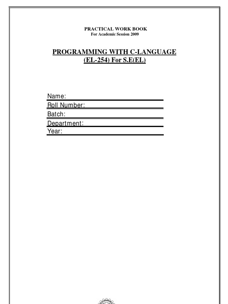 Practical Work Book | PDF | C (Programming Language) | Integer ...