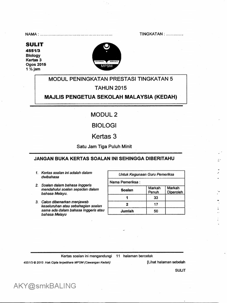 Trial Kedah Biologi Spm 2015 K3 Soalan Pdf
