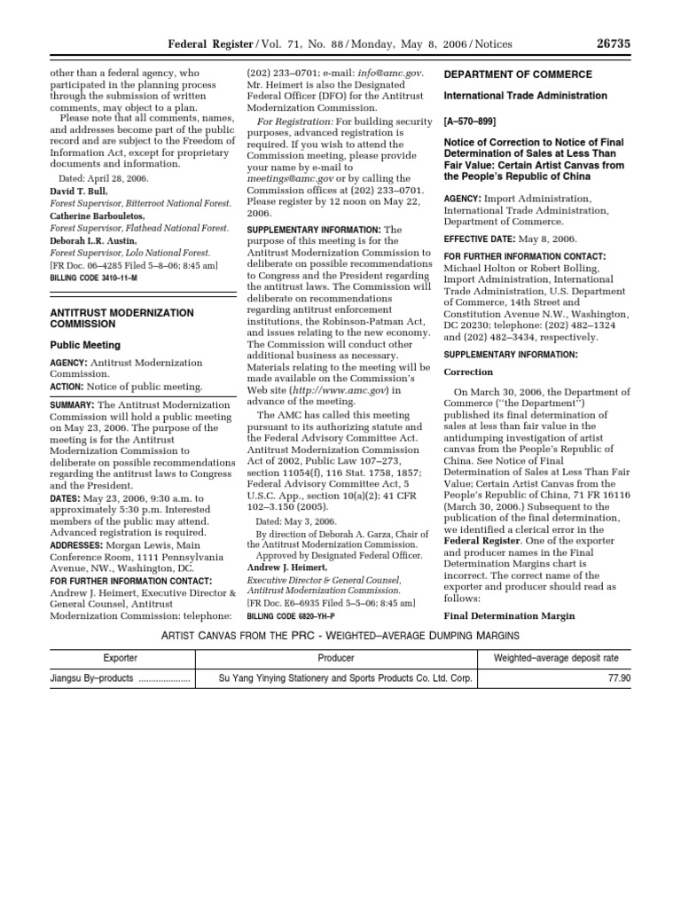 Notice: Meetings | PDF | Federal Government Of The United States ...