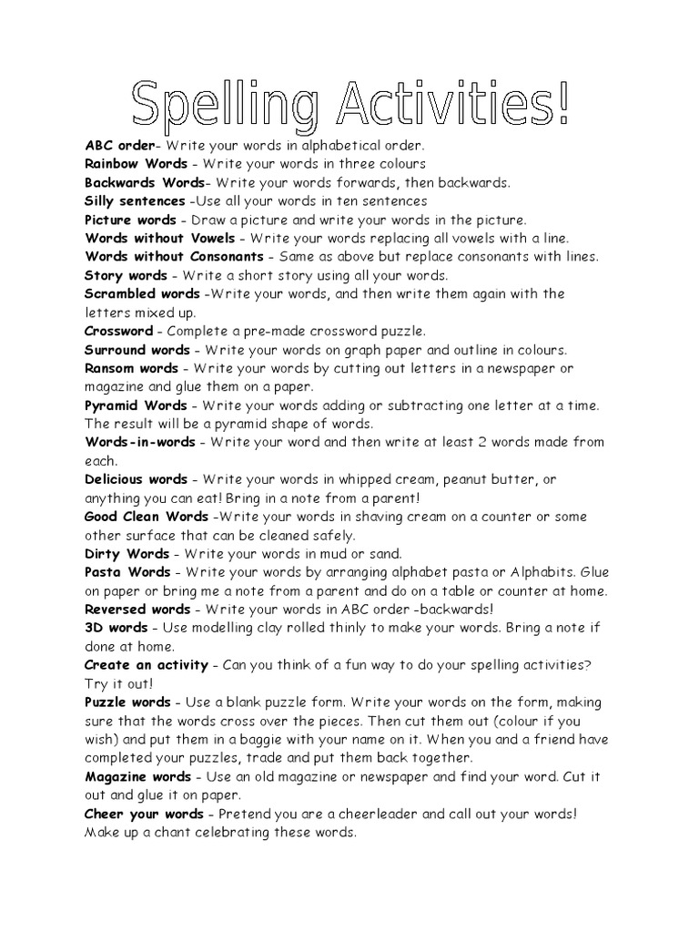 Spelling Book Activities | Alphabet | Writing