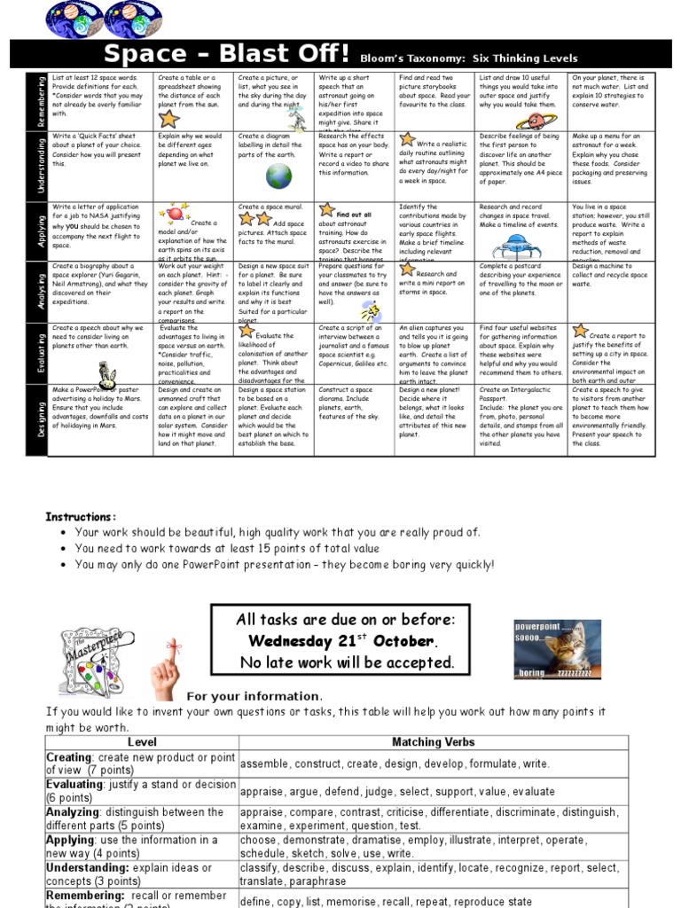 Space Project Homework Activities | PDF | Outer Space | Planets