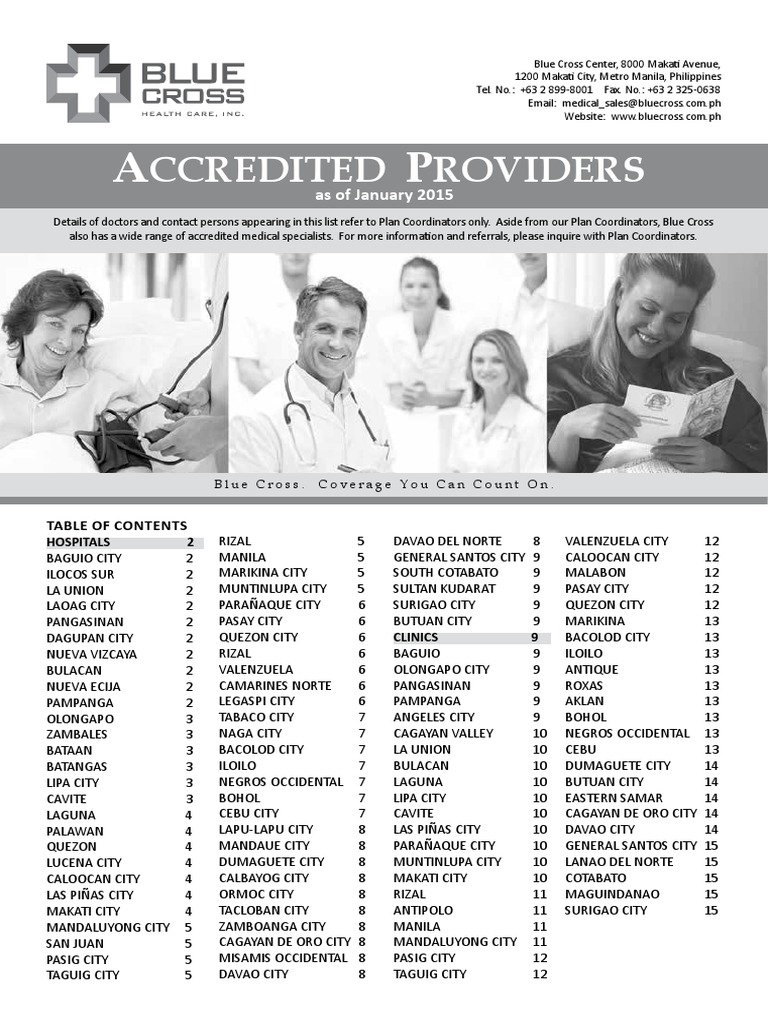 Blue Cross Providers PDF Metro Manila Medical Specialties