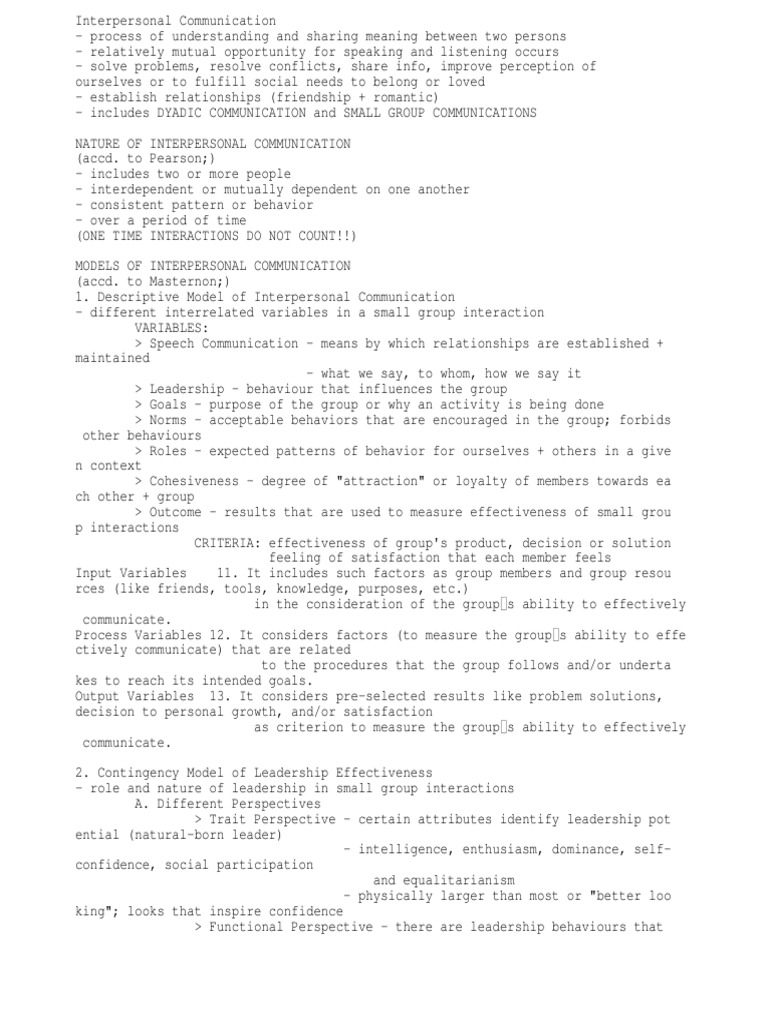 Interpersonal Communication Dynamics | PDF | Interpersonal ...