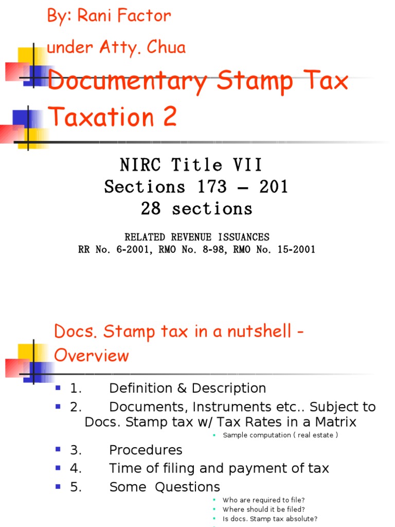 Documentary Stamp Tax Promissory Note Negotiable Instrument