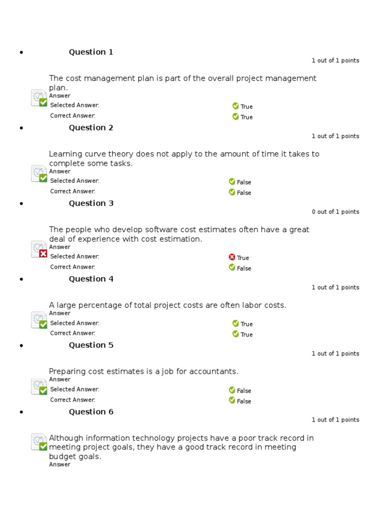 Project Management quiz Project Management Cost Accounting