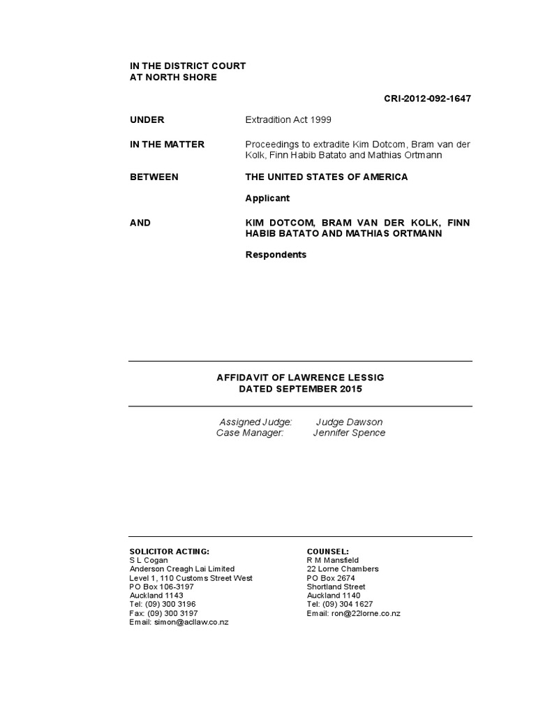 Kim Dotcom Extradition Affidavit | PDF | Digital Millennium Copyright ...