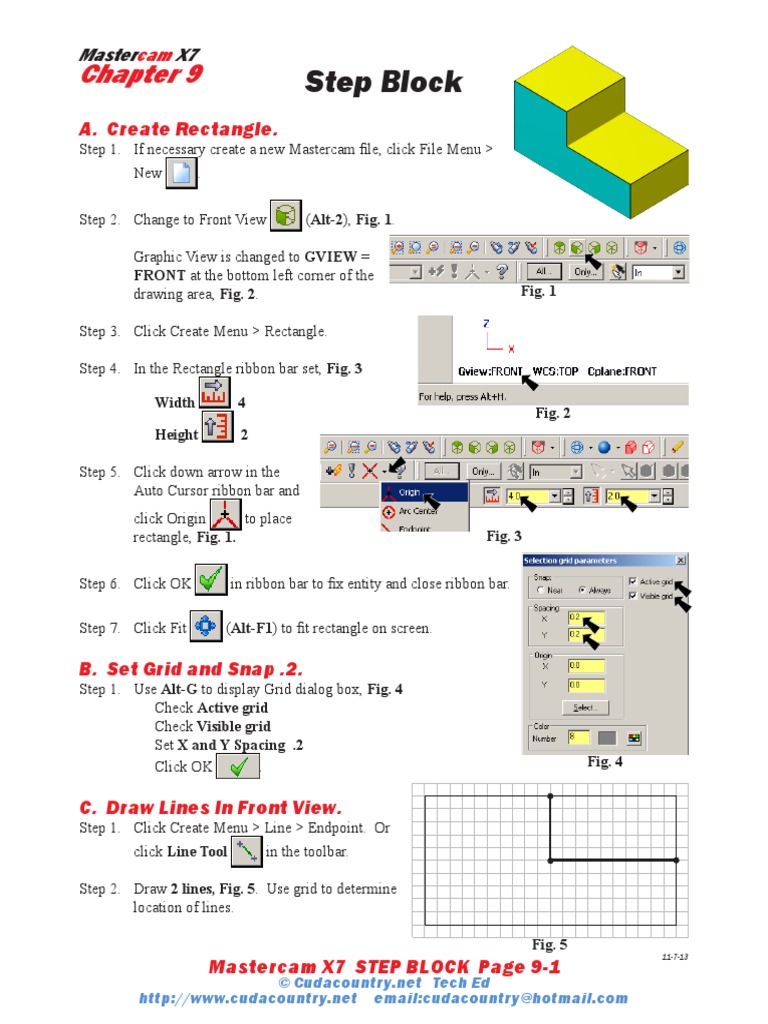 Mastercam X7 Step Block Tutorial | PDF | Menu (Computing) | Human ...